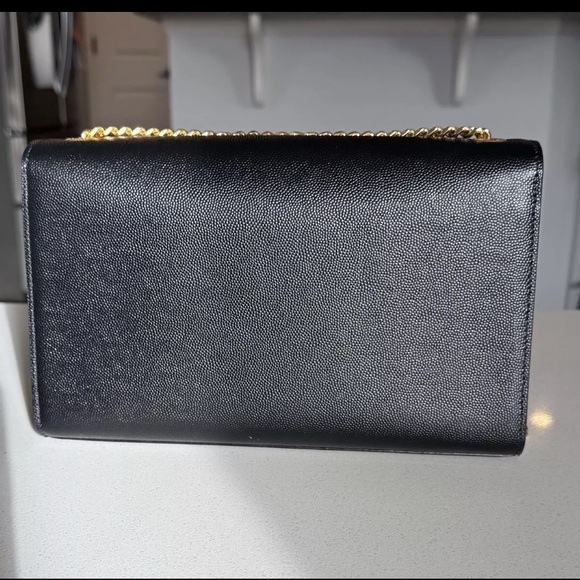 Saint Laurent YSL Black KATE MEDIUM IN GRAIN DE POUDRE EMBOSSED LEATHER Handbag - Picture 11 of 14